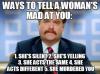 Ways to tell a woman's mad at you;